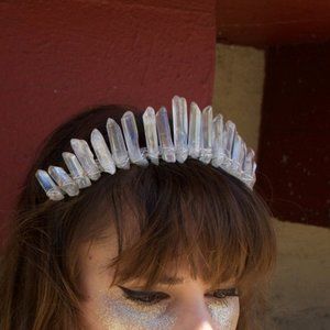 Clear Crystal Quartz Crown - Bridal Headpiece